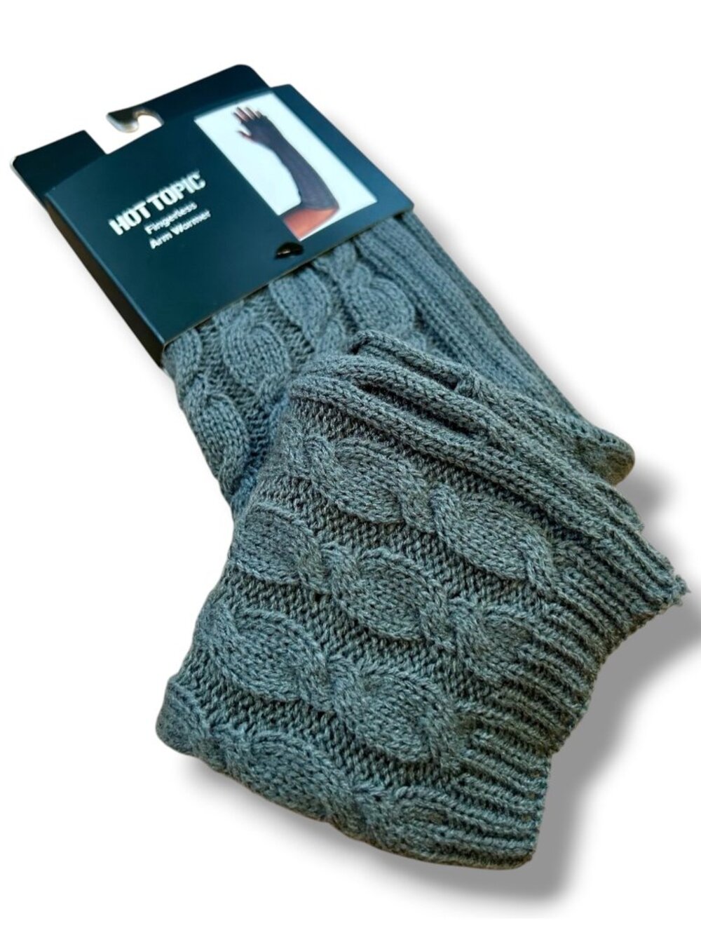 Hot Topic Grey Cable Knit Arm Warmers emo punk unisex